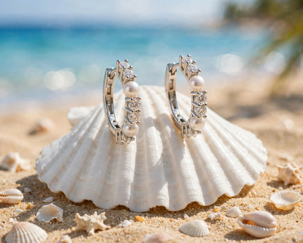 Azure Pearl Hoops ~ The Ready-To-Wear Vault