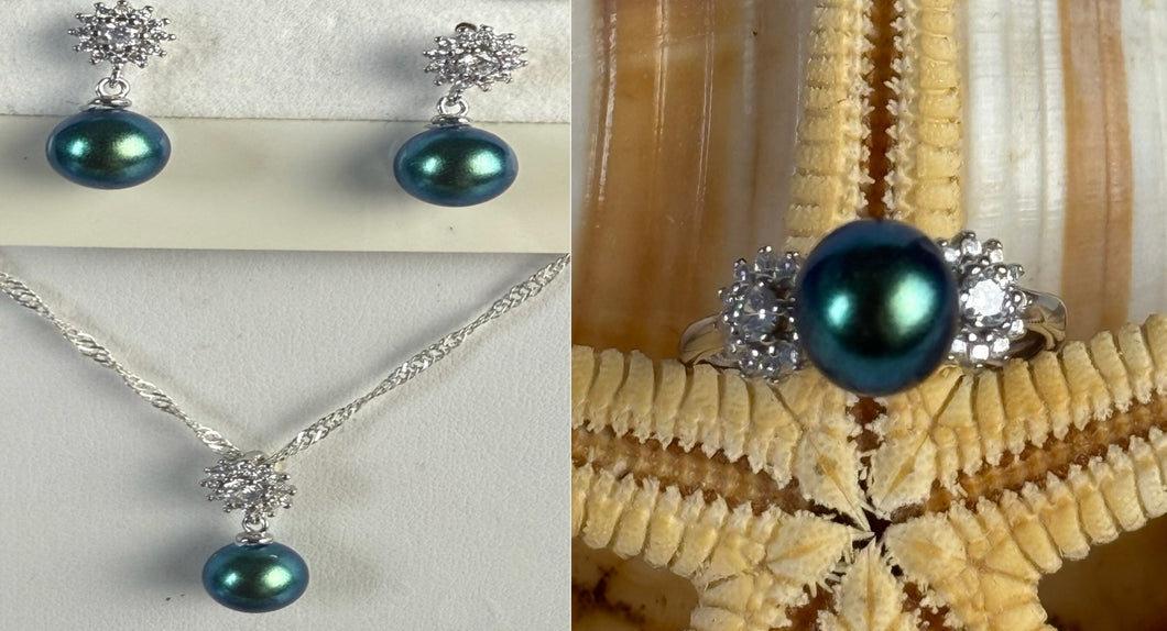 Linda Pendant, Earring & Ring Set